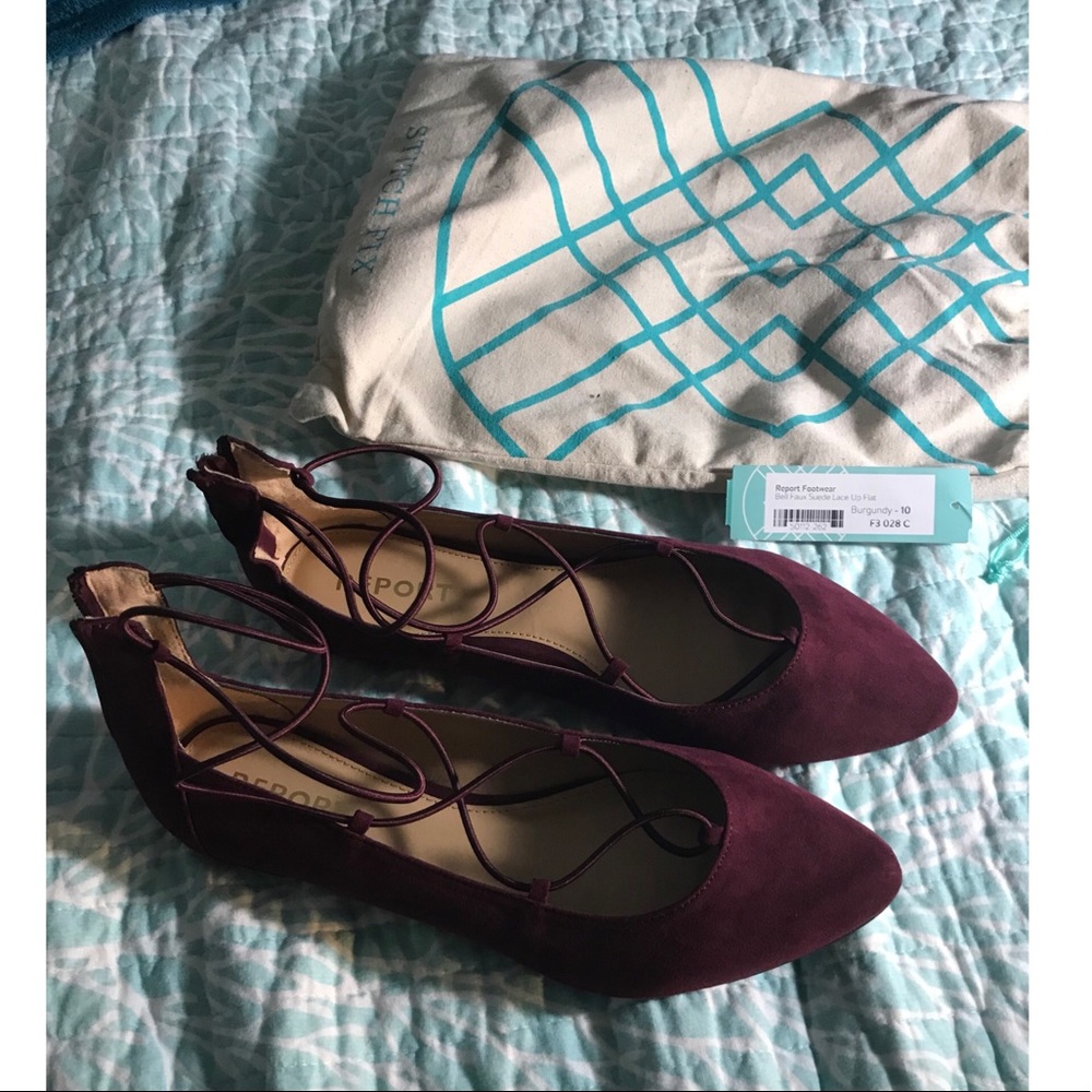 Burgundy lace up flats. New!